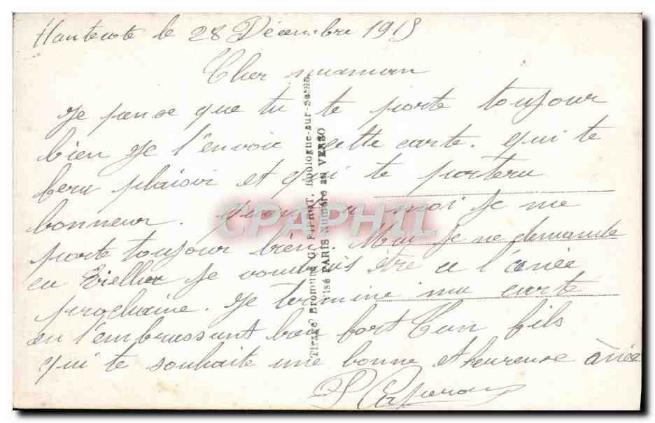 CPA Fantaisie Femme Ange Soldat Militaria  — Rückseite