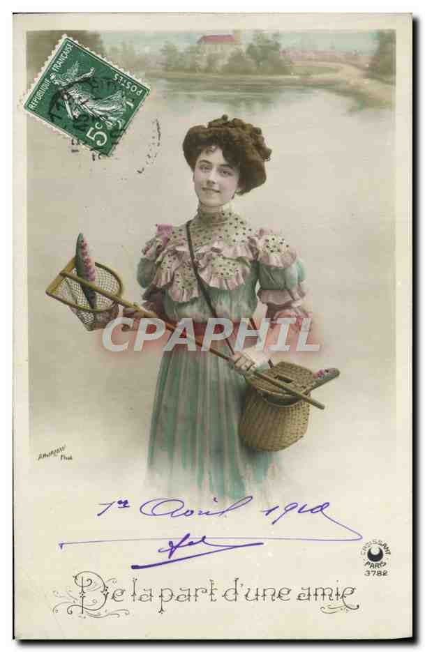 CPA Fantaisie Femme Peche Poisson