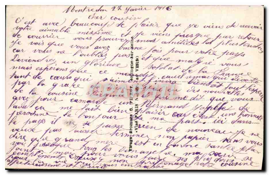 CPA Fantaisie Homme Militaria — Rückseite