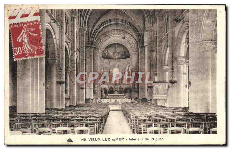 CPA Vieux Luc Sur Mer Interieur De I'Eglise