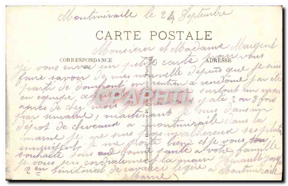 CPA Montmirail Sepultures De Soldats Francais tombes pendant la bataille de la Marne Militaria — Back