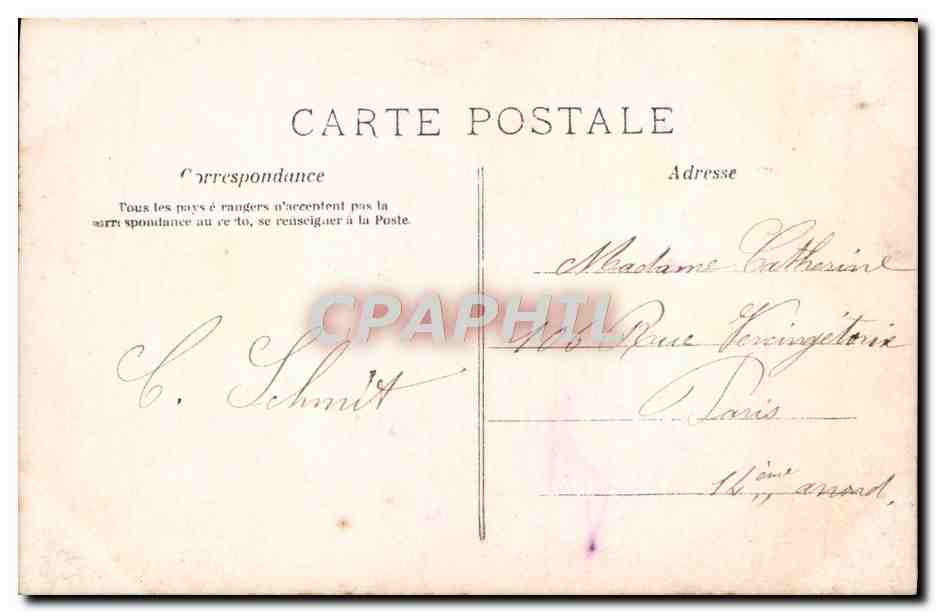 Jeune femme en chapeau à fleurs — Vœux sincères de bonheur — AN, Paris — Verso