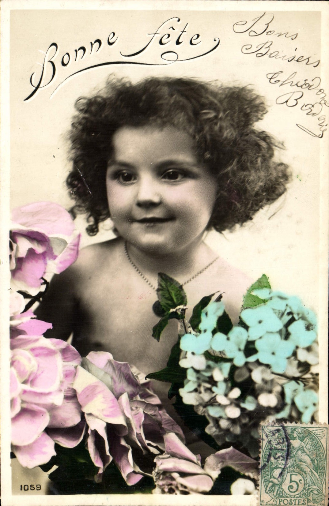 CPA Fantaisie Enfant Fleurs