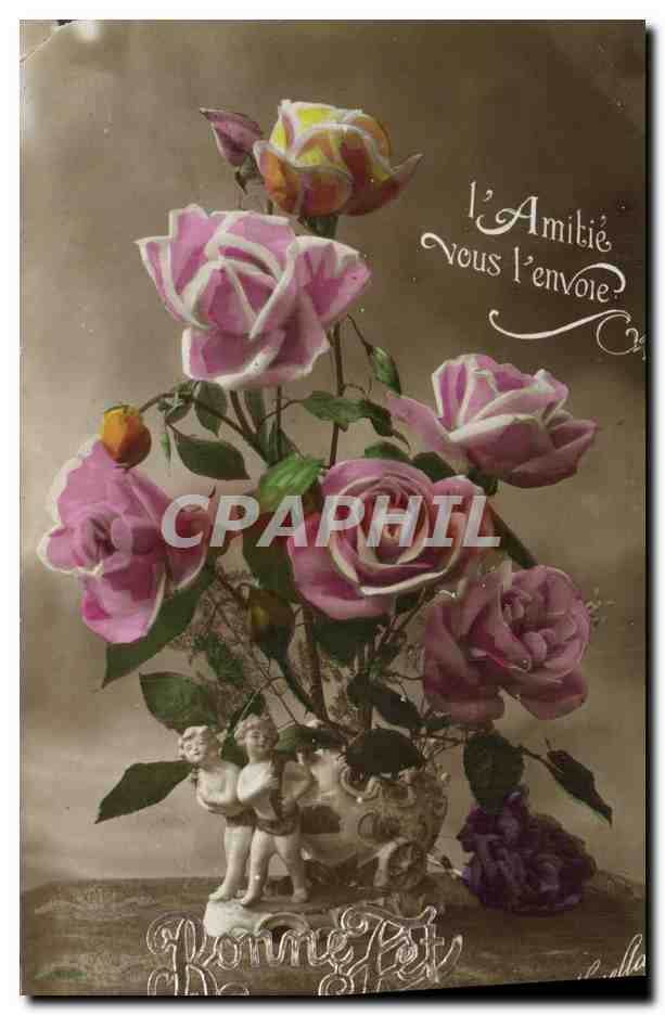 CPA Fantaisie Fleurs Santons