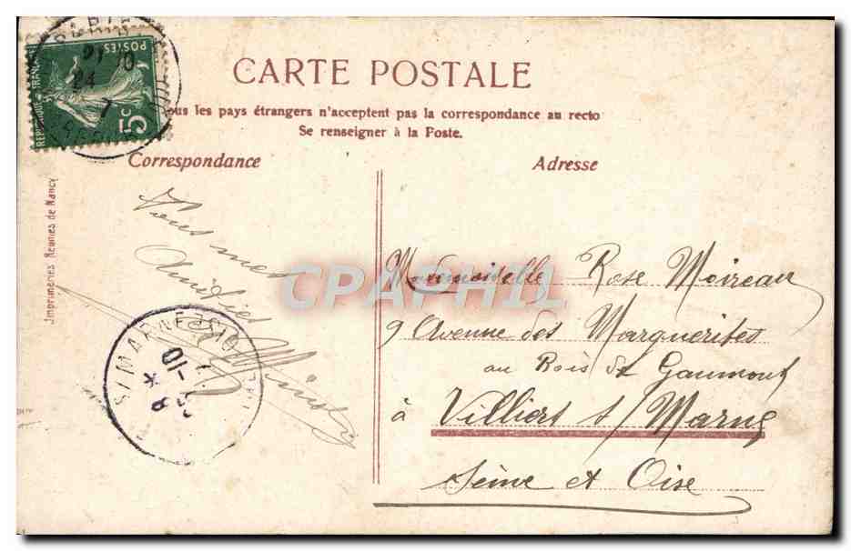 Olympia Petrelli — Portrait de la danseuse — Valery, Paris, n° 2075 — Verso