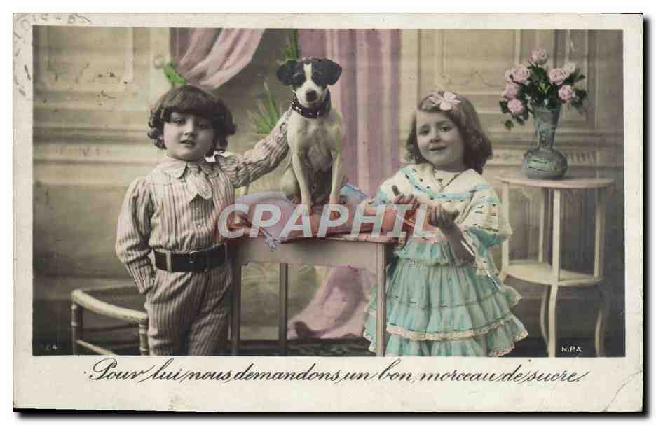 CPA Fantaisie Enfants Chien 