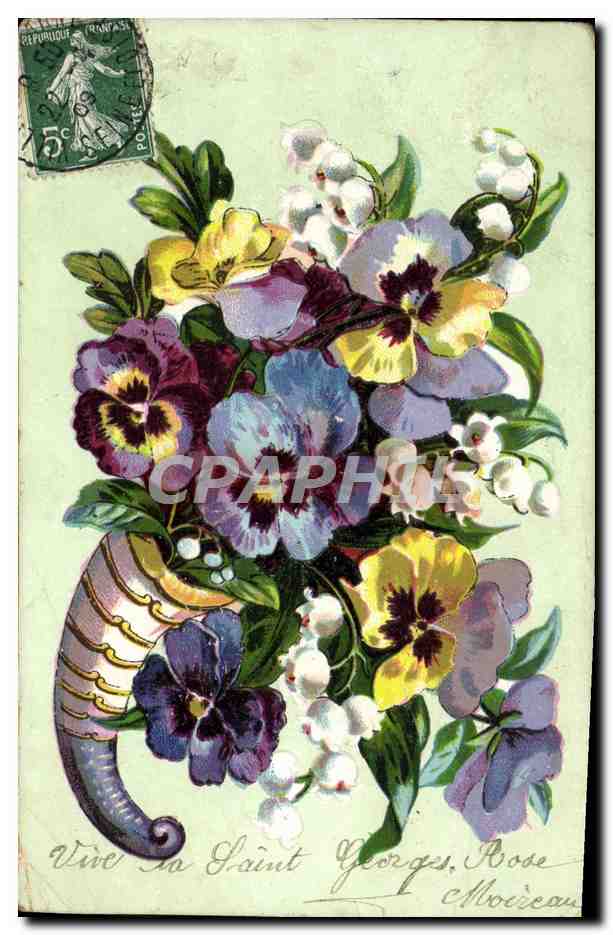 CPA Fantaisie Fleurs Corne d'abondance