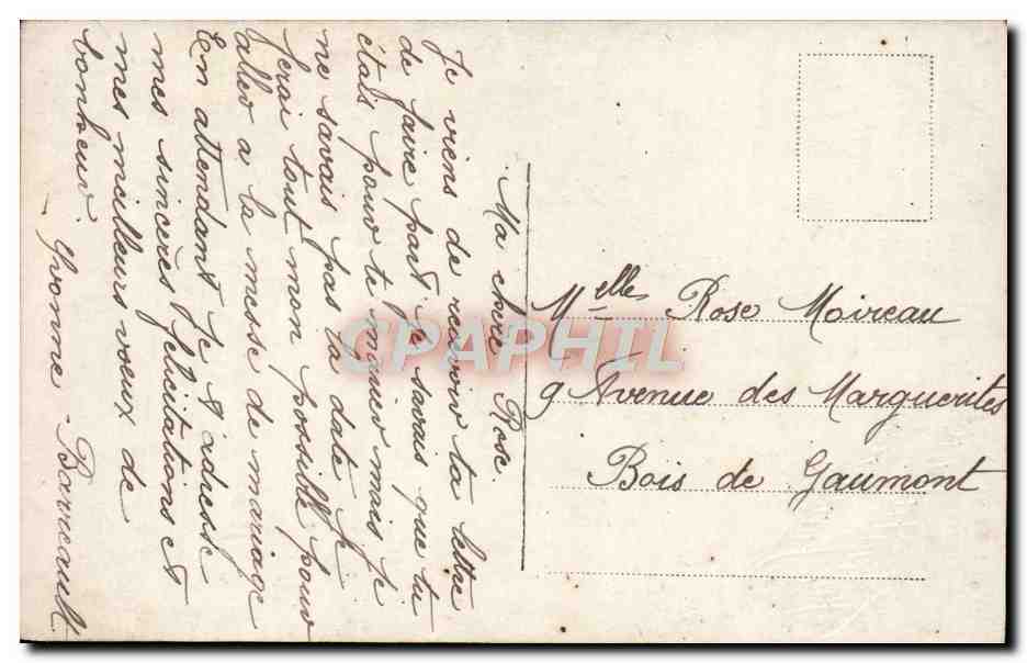 CPA Fantaisie Femme Mariage — Verso