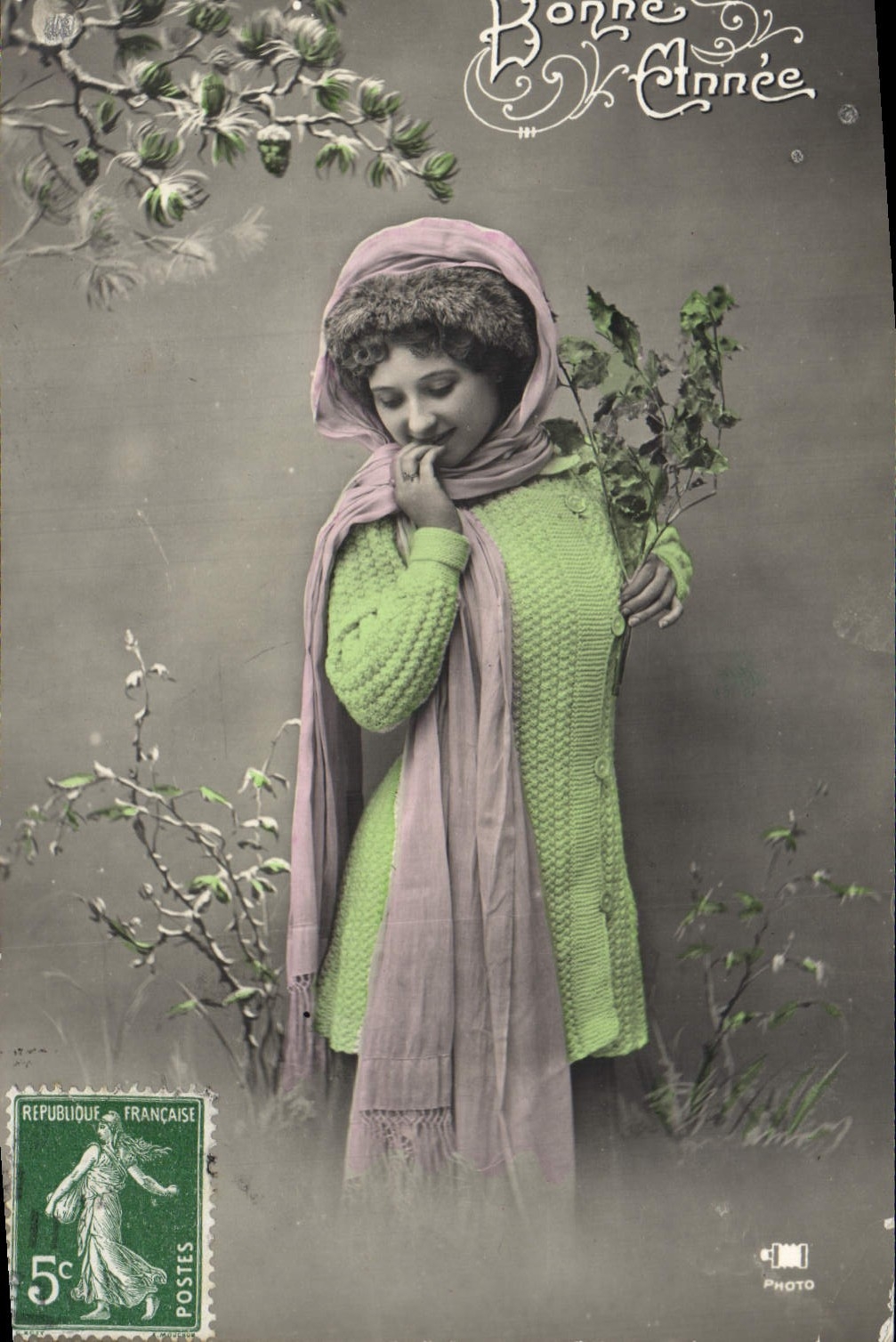 CPA Fantaisie FEmme Bonne Annee
