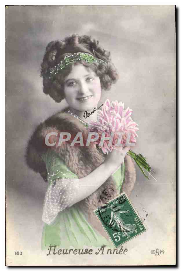 Joven mujer sonriente — 'Año Feliz' — P. Rubis & Cie, n° 183