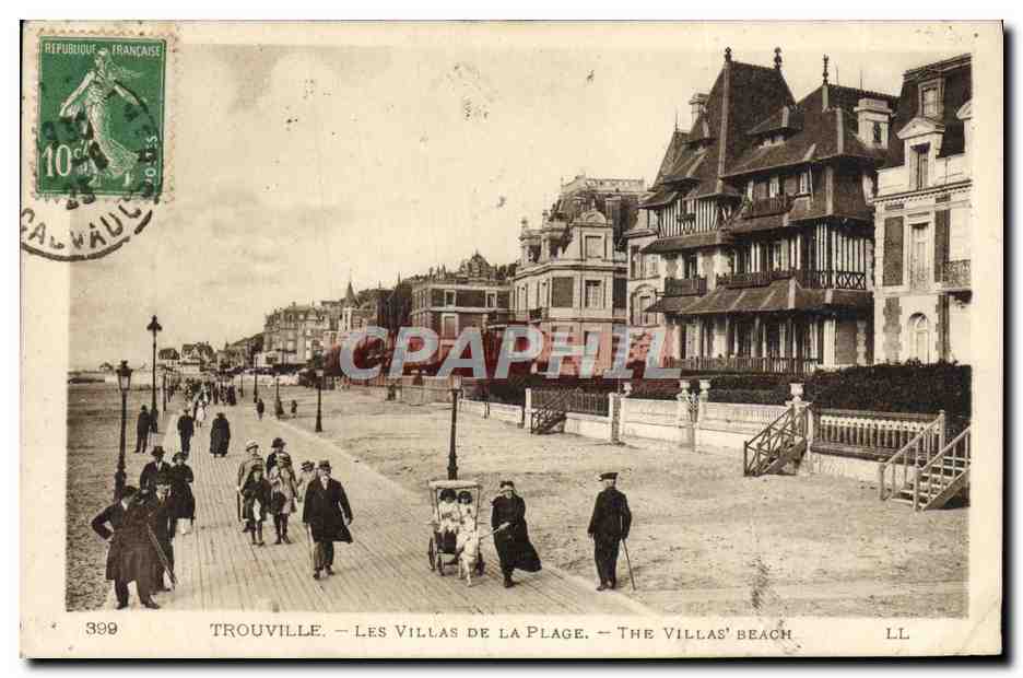 CPA Trouville Les Villas De La Plage Voiture a chevre Enfant