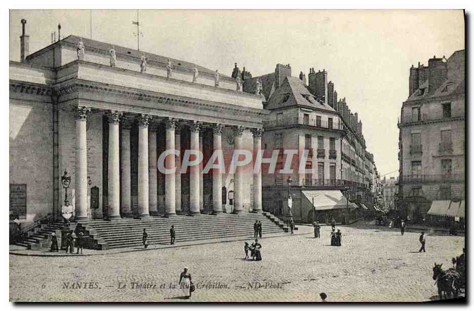 CPA Nantes Le Theatre Et La Rue Crebillon