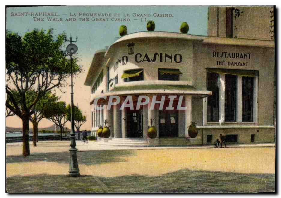 CPA Saint Raphael La Promenade Et Le Grand Casino Restaurant