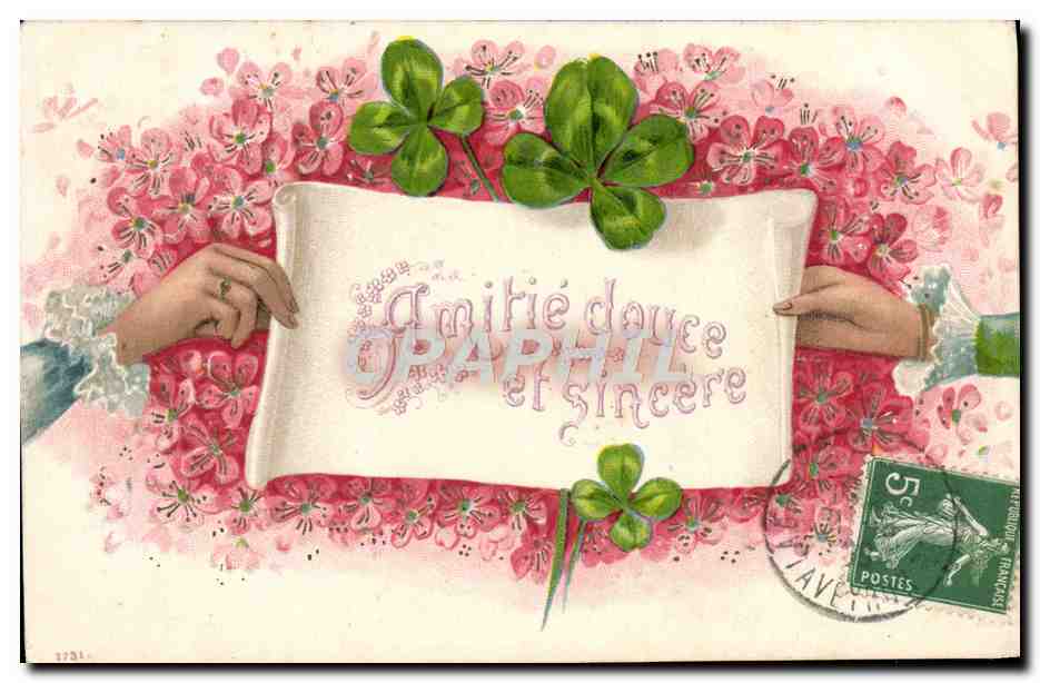 CPA Fantaisie Fleurs Trefles Amitie Douce