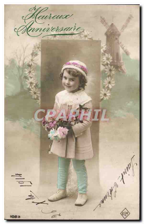 CPA Fantaisie Enfant Moulin a vent