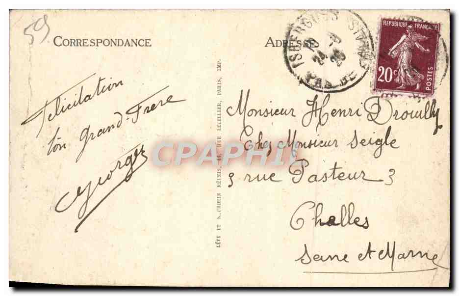 CPA Lilie Le Monument de Testelin par A Cordonnier  — Verso