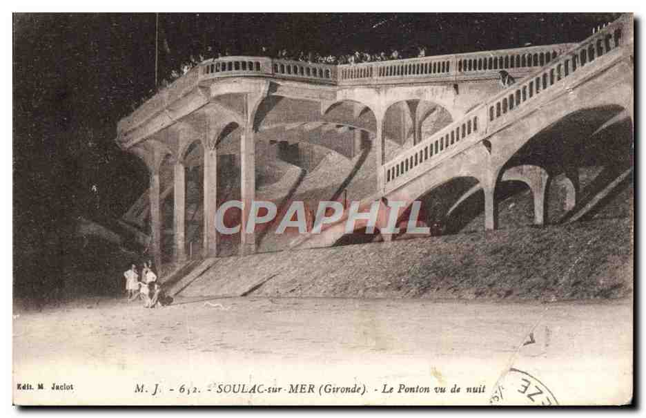CPA Soulac sur Mer Le ponton vu de nuit