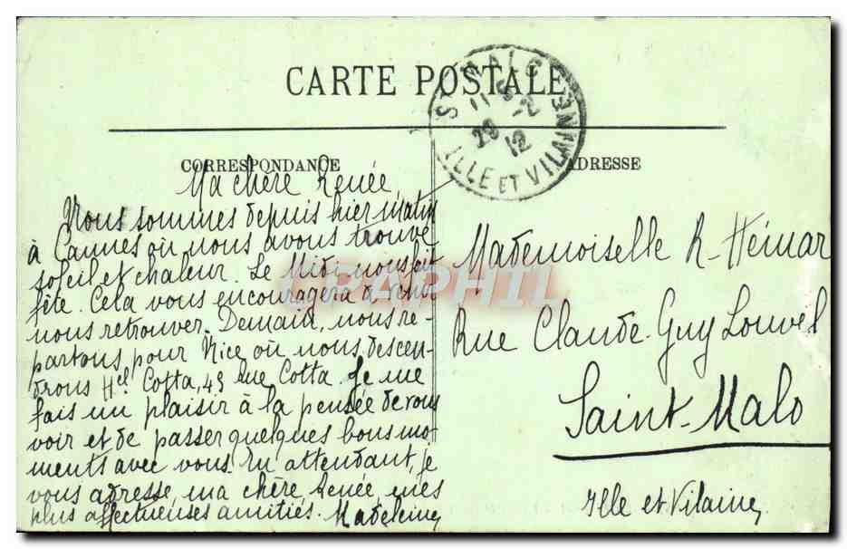 CPA Cannes La Plage et la Croisette — Verso