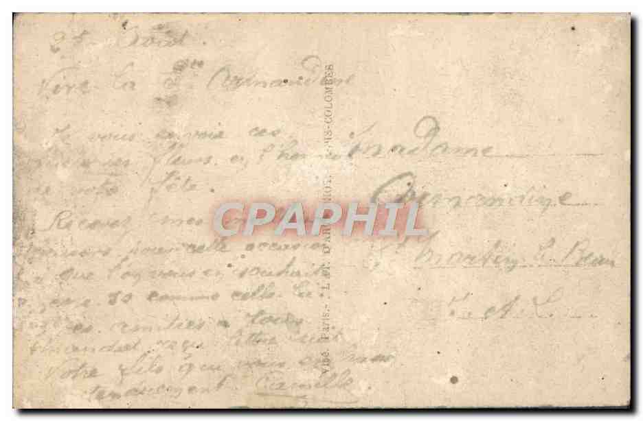 CPA Fantaisie Femme Soldat Militaria Papillon Bonne Fete  — Rückseite