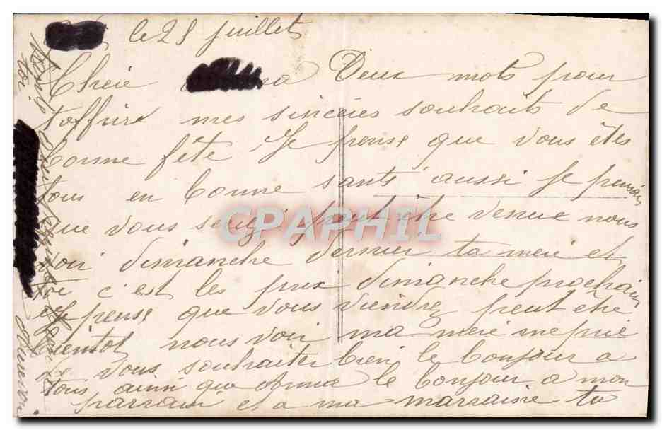 Jeune couple en extérieur — Affectionnel souvenir — H. T. (n° 3607) — Verso
