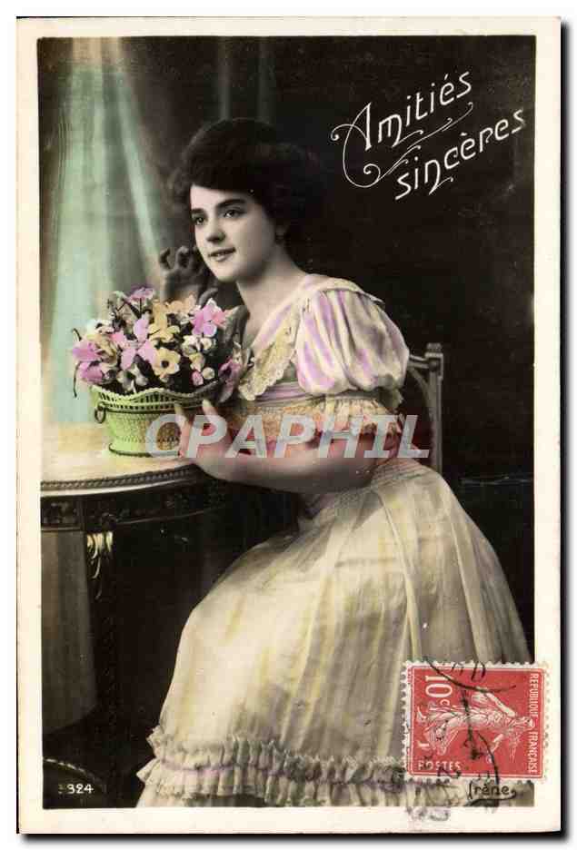 Giovane donna con mazzo di fiori — editore anonimo, n° 324
