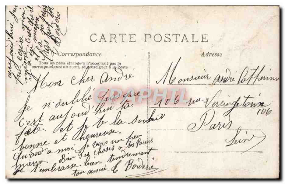 Femme avec bouquet de fleurs — Bonne Fête — AN Paris, n° 624 — Rückseite