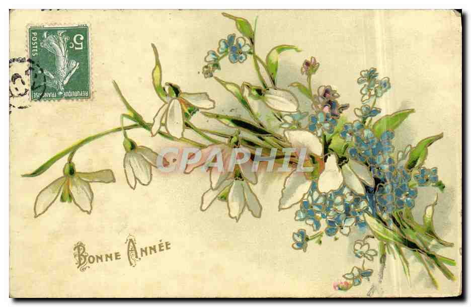 CPA Fantaisie Fleurs Bonne Annee 