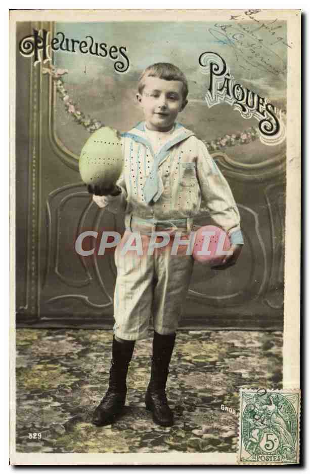 CPA Fantaisie Enfant Heureuses Paques
