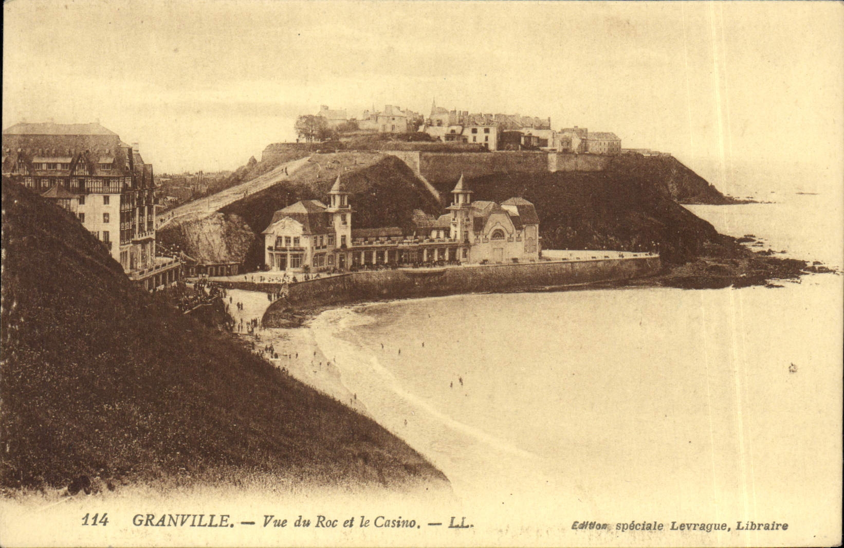 Granville — Ansicht des Roc und des Casinos — Sonderausgabe Levrague, Buchhändler