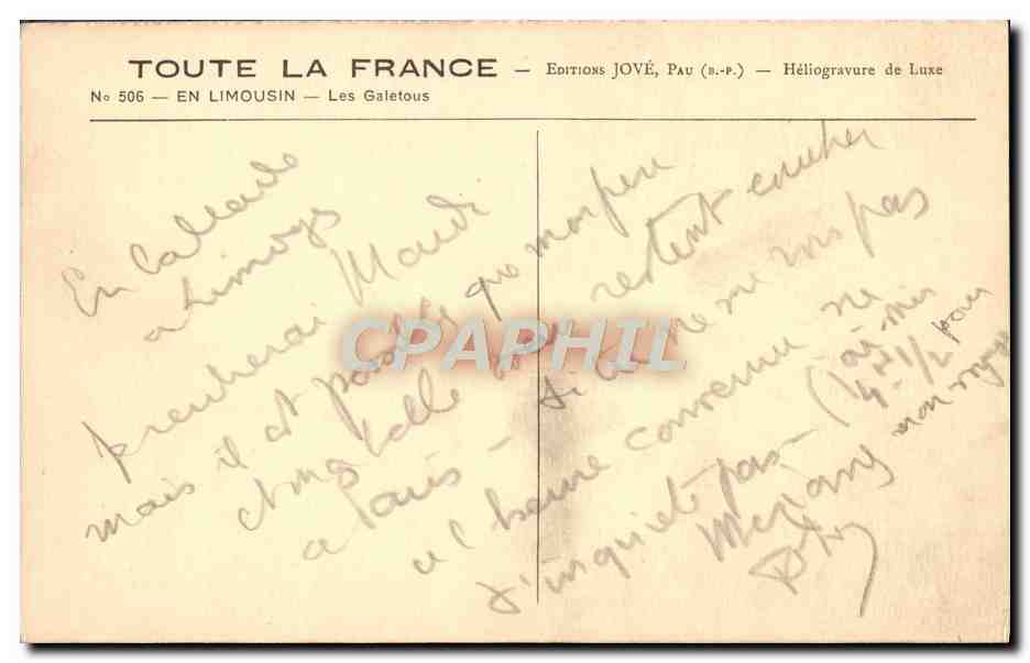 CPA Limousin Les Galetous Folklore — Verso