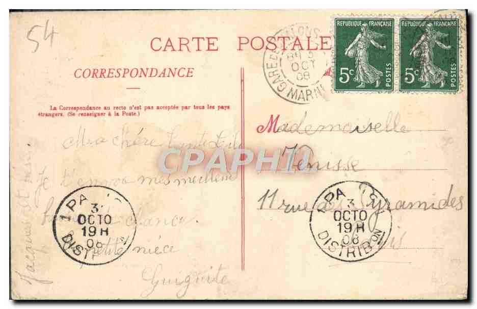 CPA Nancy Vue a vol d'oiseau de Saint Epvre et de la ville vieille prise de l'hotel de ville — Verso