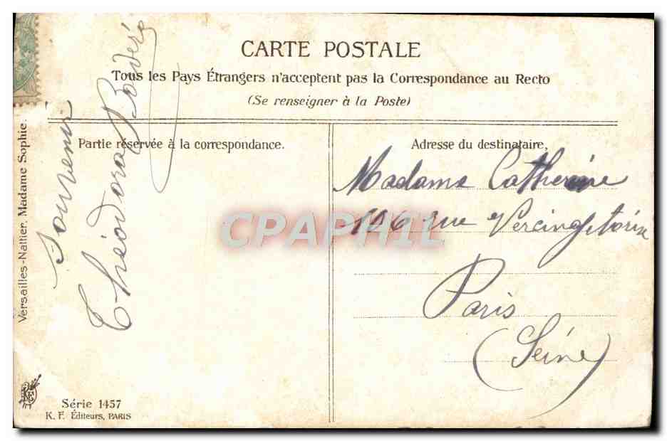 CPA Versailles Nattier Madame Sophie  — Rückseite