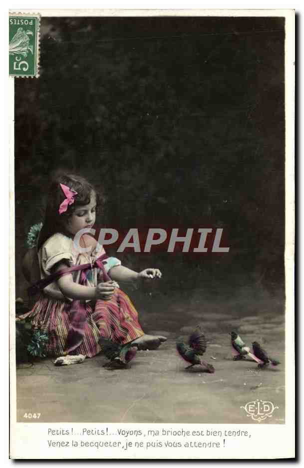 CPA Fantaisie Enfant Oiseaux 