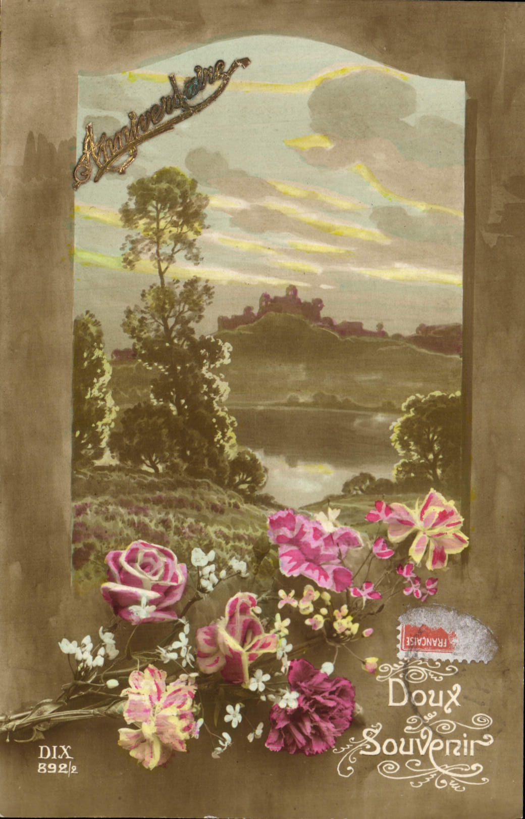 CPA Fantaisie Fleurs Doux Souvenir