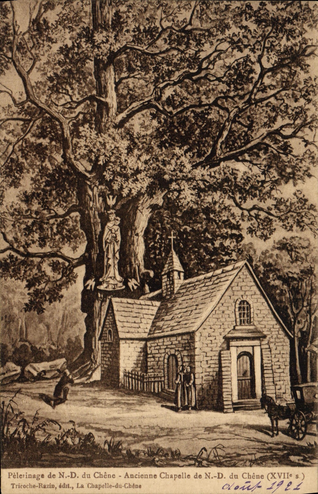 Pèlerinage de N.-D. du Chêne - Ancienne Chapelle de N.-D. du Chêne (XVIIe s.) - Tricoche-Razin, La Chapelle-du-Chêne