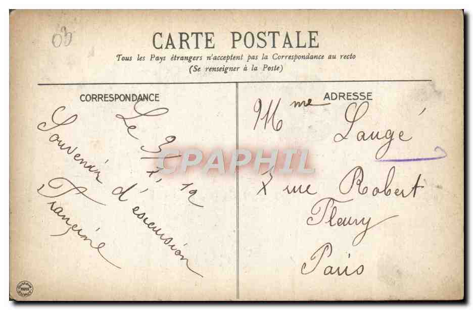 CPA Vichy Hotel de Ville — Verso