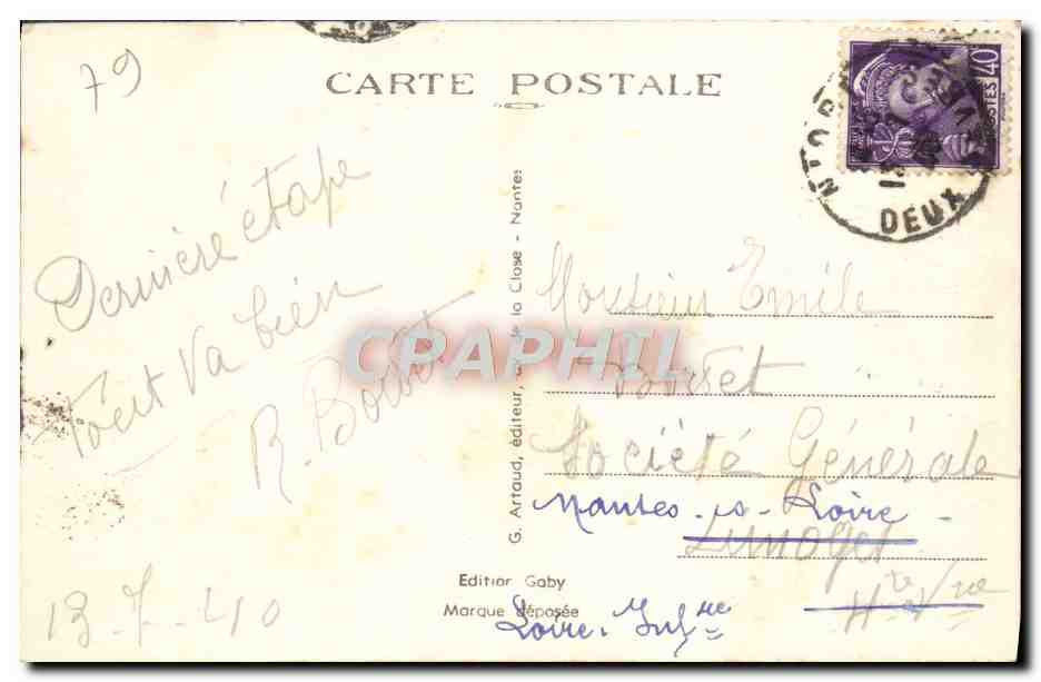 CPA Niort Le Donjon et le Monument Ricard — Rückseite