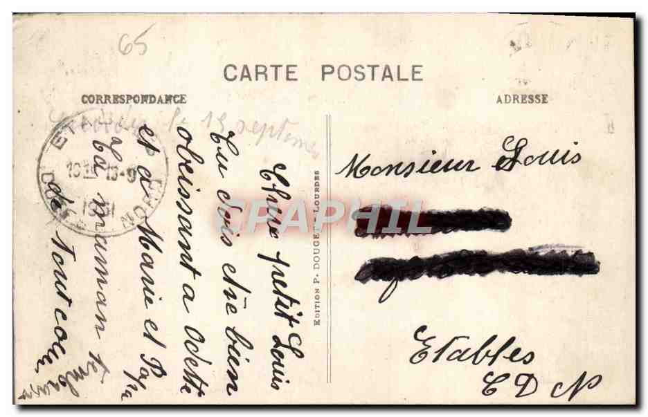 CPA Lourdes La basilique et le monument interallie — Verso