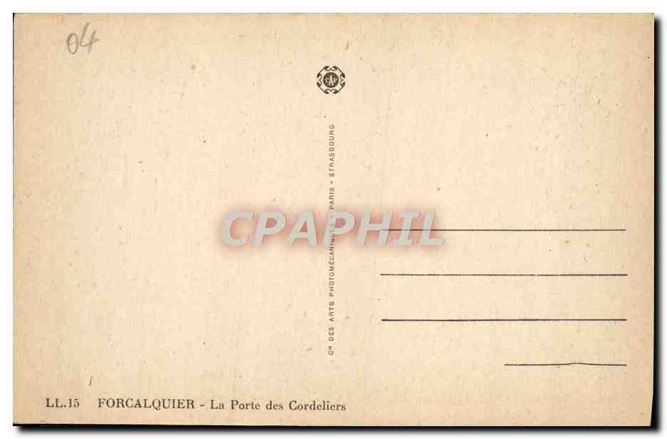 CPA Forcalquier La porte des cordeliers  — Rückseite