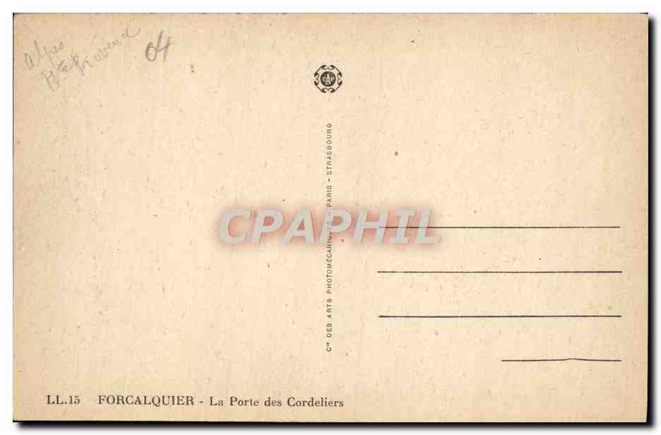 CPA Forcalquier La porte des cordeliers  — Rückseite