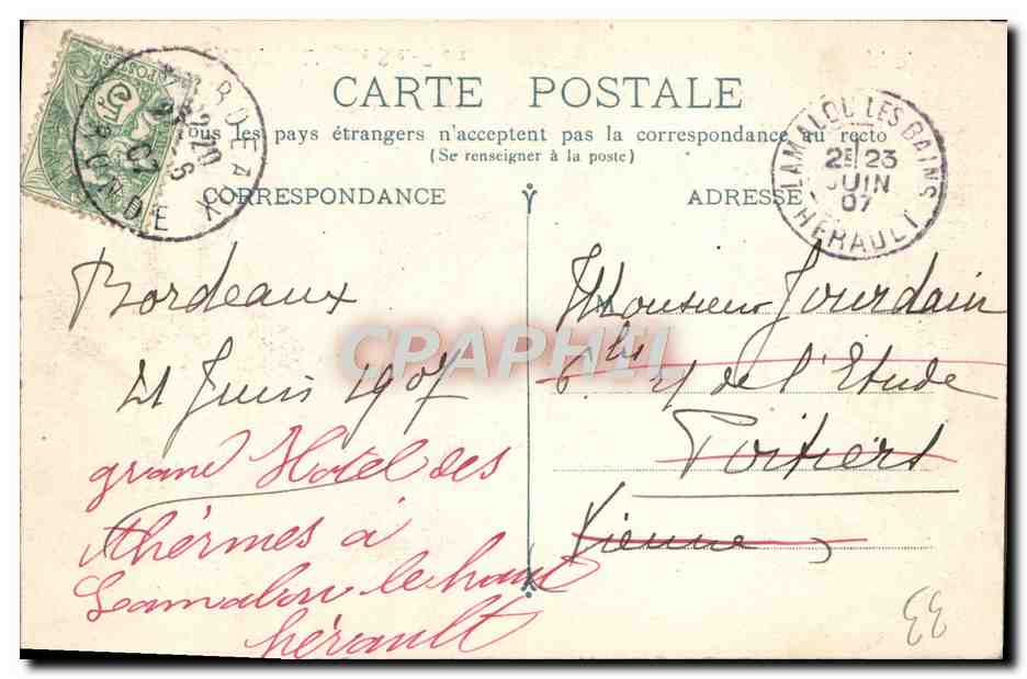 CPA Bordeaux L'Eglise Ste Croix — Verso