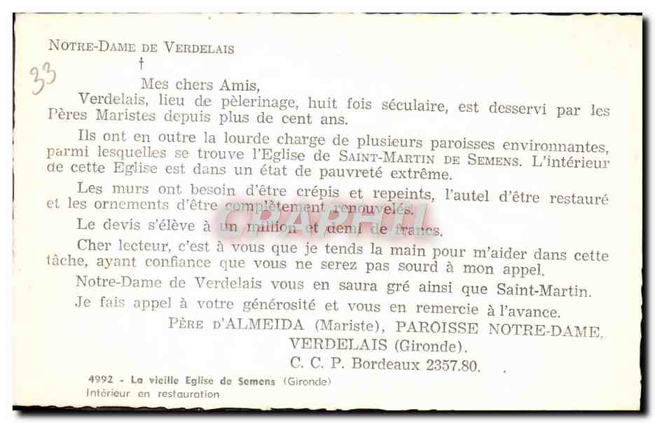 Notre-Dame de Verdelaïs — Église de Semens — Père d'Almeida, Bordeaux — Reverso