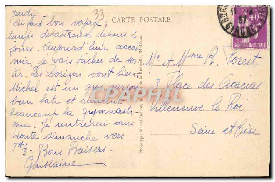 CPA Bordeaux La Porte Du Palais — Verso