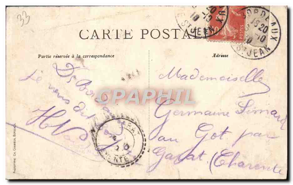 Bordeaux — La Tour Pey-Berland — C. B. — Verso
