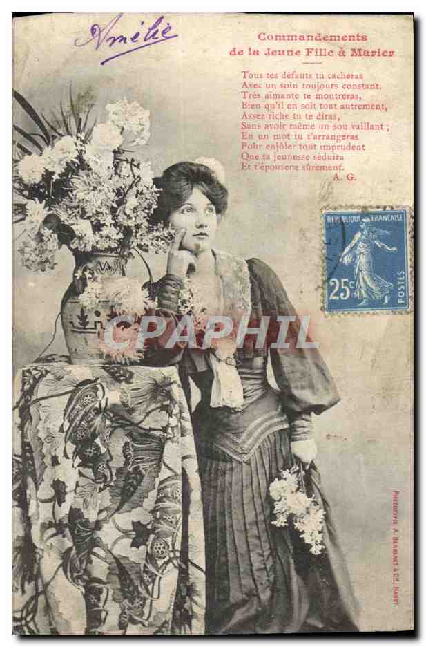 CPA Commandements De la Jeane Fille a Marier Femme