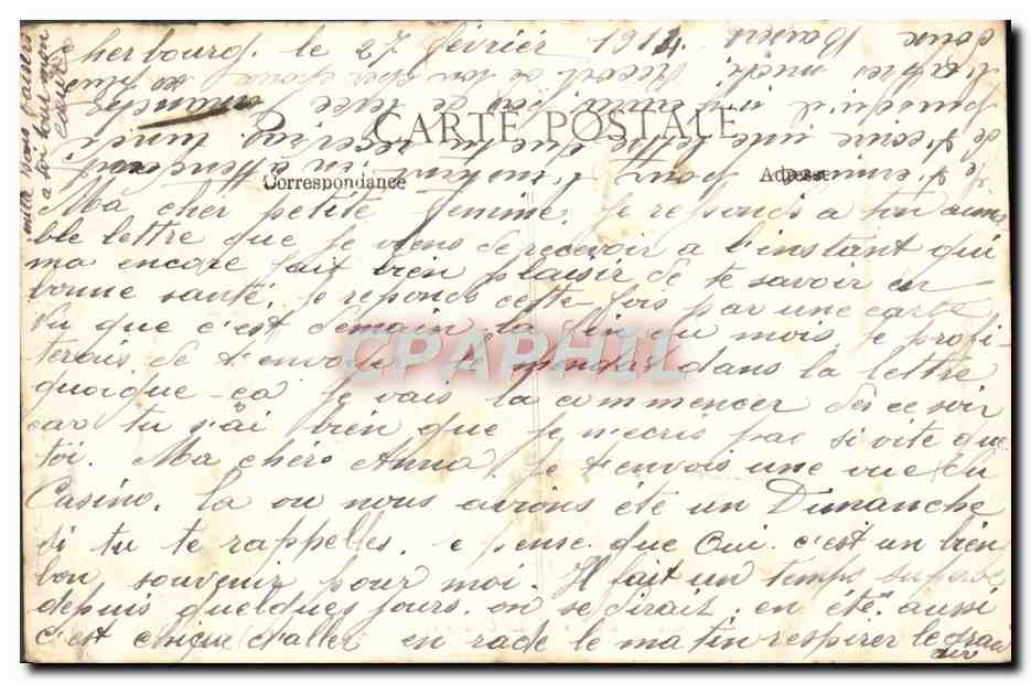 CPA Cherbourg Le Casino et la Plage un jour de regates — Rückseite