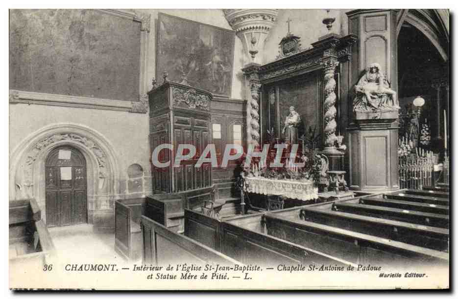 CPA Chaumont Interieur de L'Eglise St Jean Baptiste Chapelle St Antoine de Padoue et statue mere de pitie
