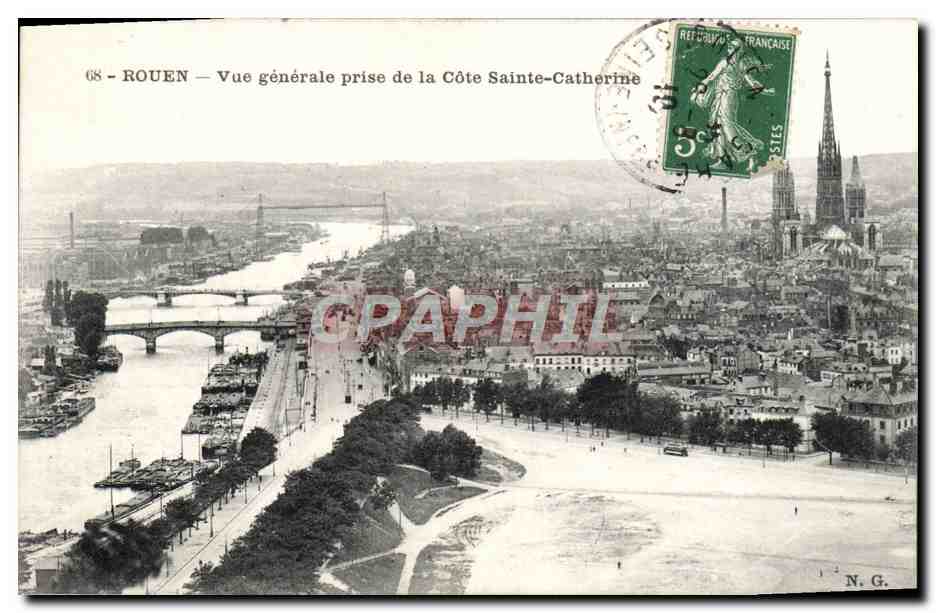 CPA Rouen Vue Generale Prise de la Cote Sainte Catherine