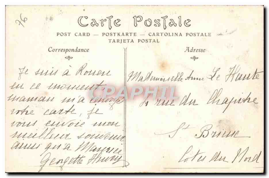 CPA Rouen Vue Generale Prise du pont transbordeur — Rückseite