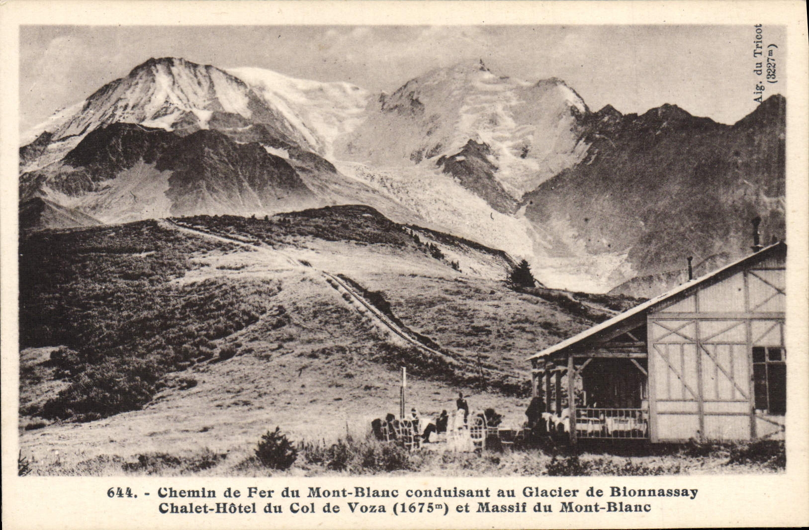 CPA Chemin de fer du Mont Blanc au glacier de Bionnassay Chalet Hotel du Col de Voza et massif du Mont Blanc 